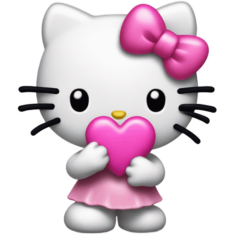 Hello kitty blowing a pink heart emoji