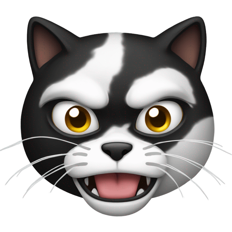 black and white angry cat hissing emoji