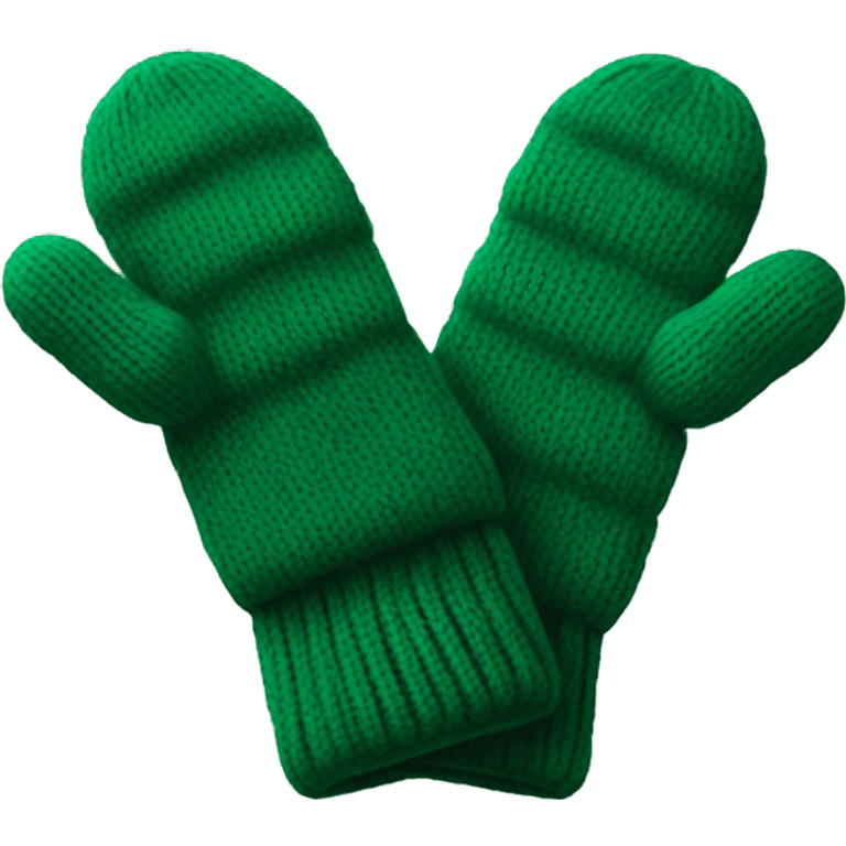 Dark green knitted mittens emoji