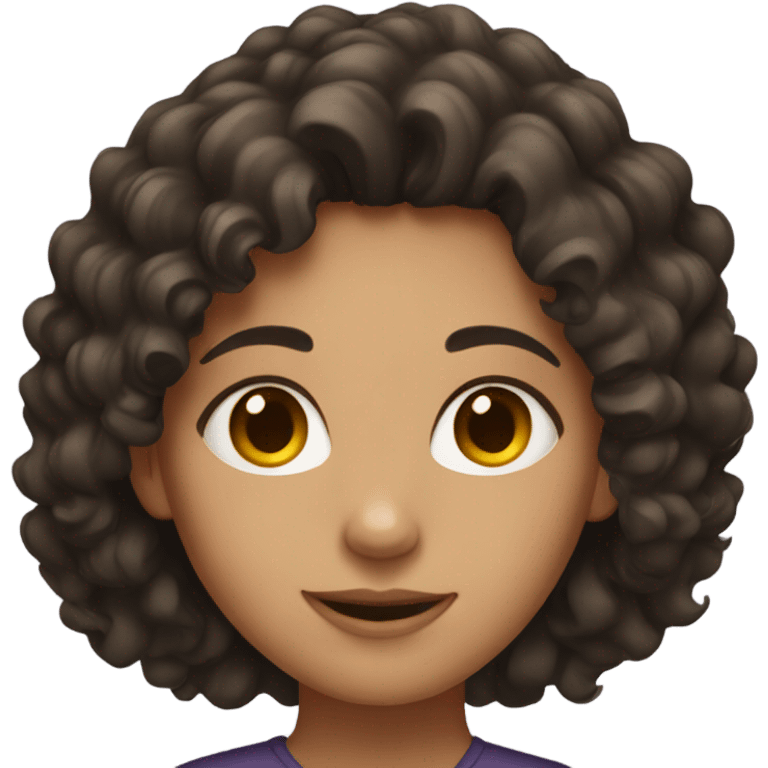 Girl with dark brown curly hair  emoji