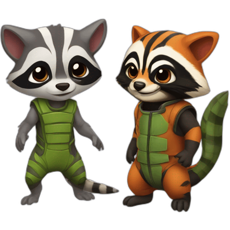 salamander and rocket racoon emoji