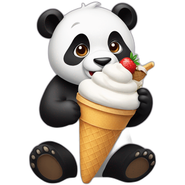 Panda eating ice cream emoji