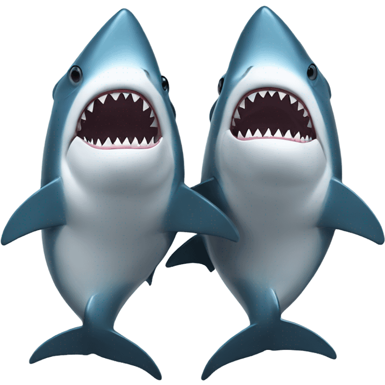 Two sharks holding fins emoji