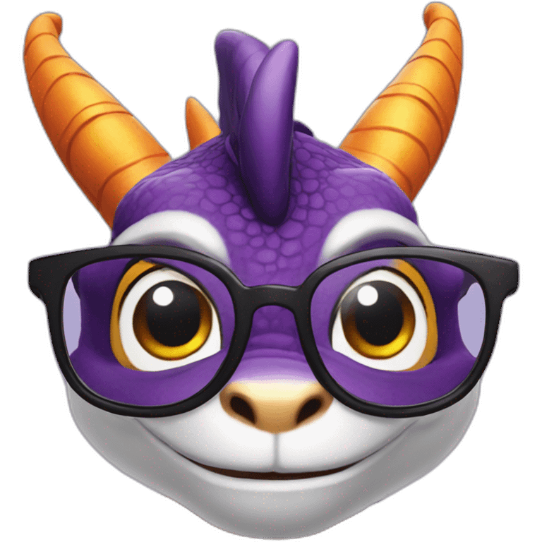 Spyro the Dragon wearing glasses emoji