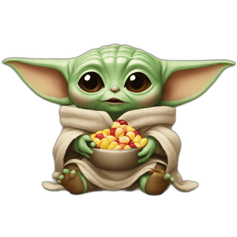 Baby yoda eat a candy emoji