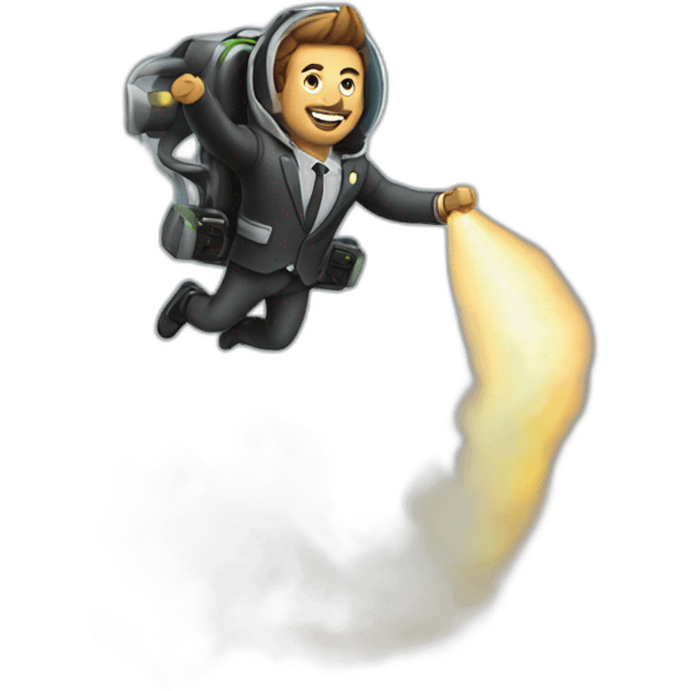 suit man flying jetpack emoji