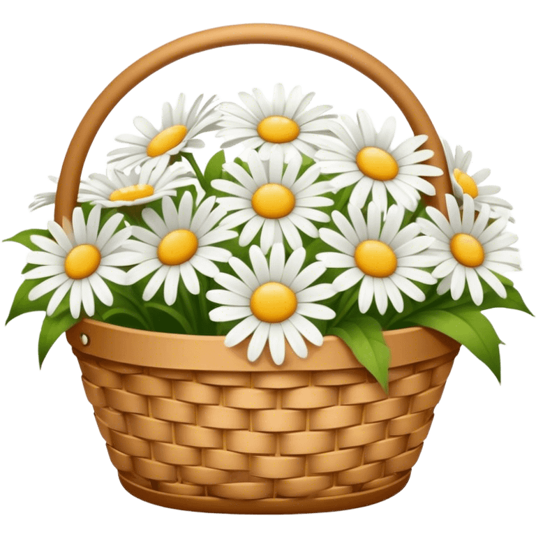 light brown basket with white daisies emoji