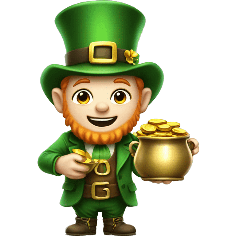 cute leprechaun holding a pot of gold emoji