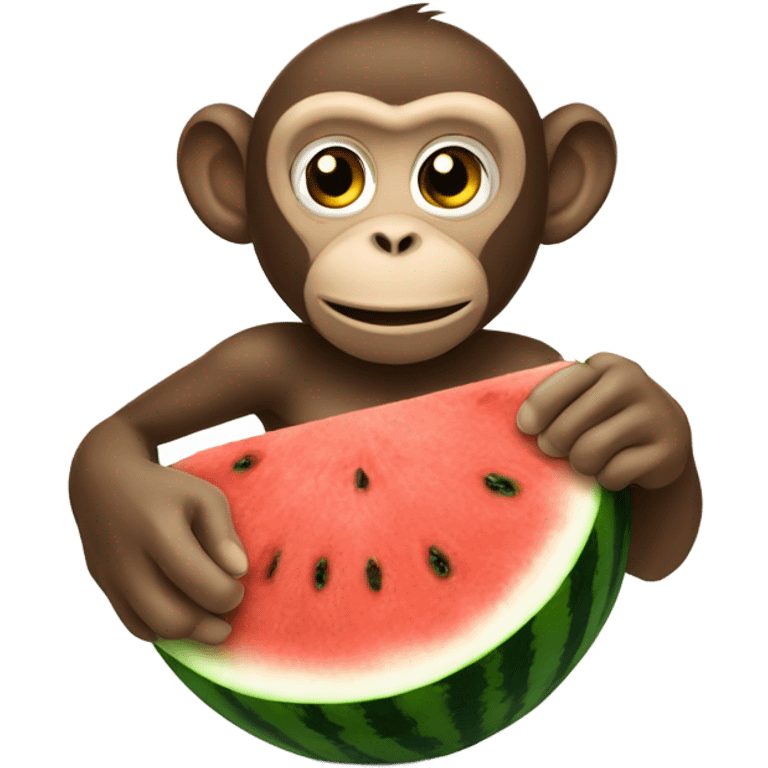 A monkey holding a watermelon  emoji