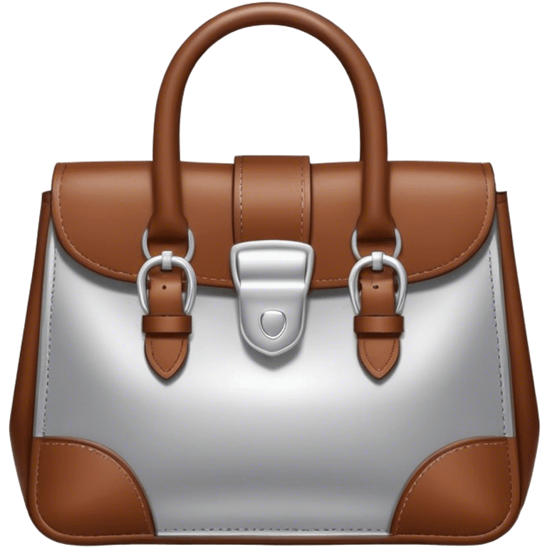 only silver charm from brown leather tote bag with silver buckle detail emoji