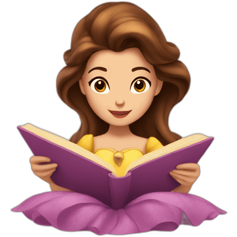 Princess Belle reading a book emoji