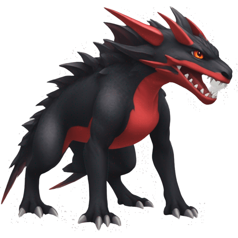 cool edgy black and red Dark-type nargacuga Pokémon full body emoji