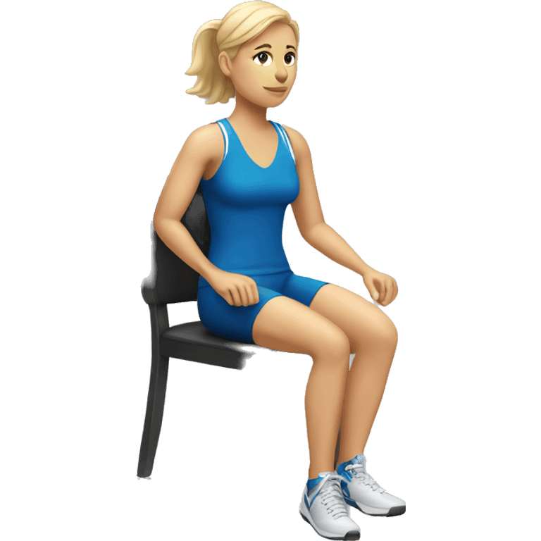 white woman in sport sitting down on a chair emoji