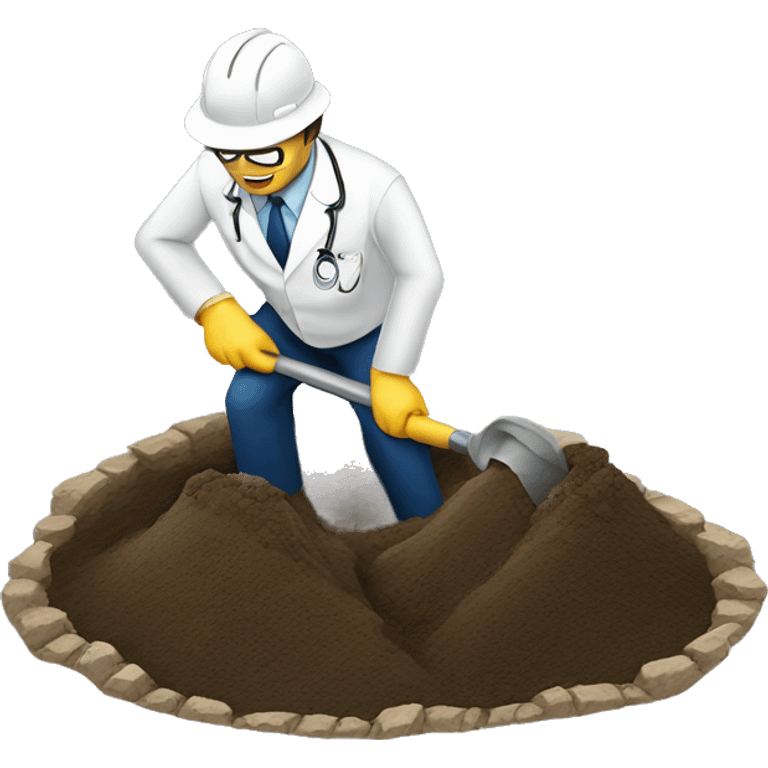 Healthcare ceo digging hole with no helmet emoji