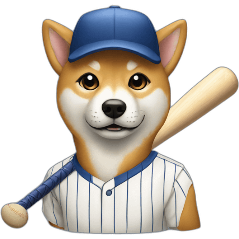 baseball player shiba-with-baseball-bat emoji