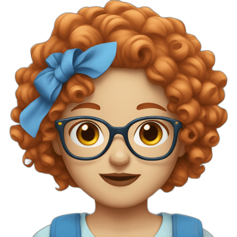 girl with curly red hair and blue glasses glasses emoji