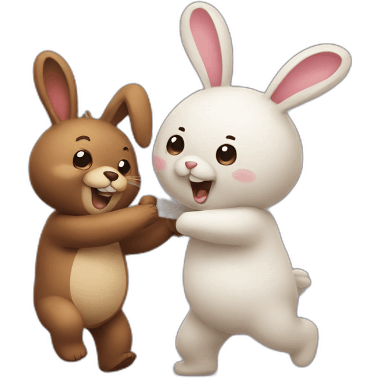 Bear and bunny dancing emoji