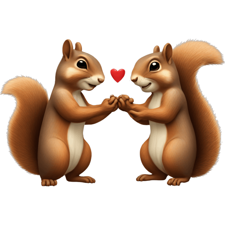 Squirrels holding hands in love emoji