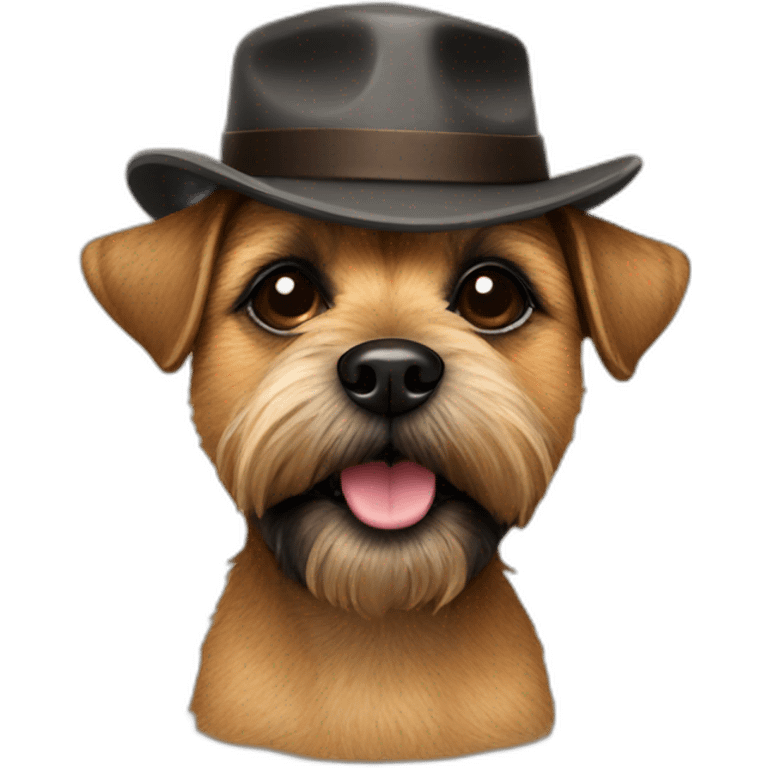 Border terrier with hat and cigar emoji