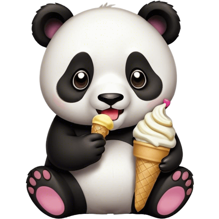 Panda eating ice cream emoji