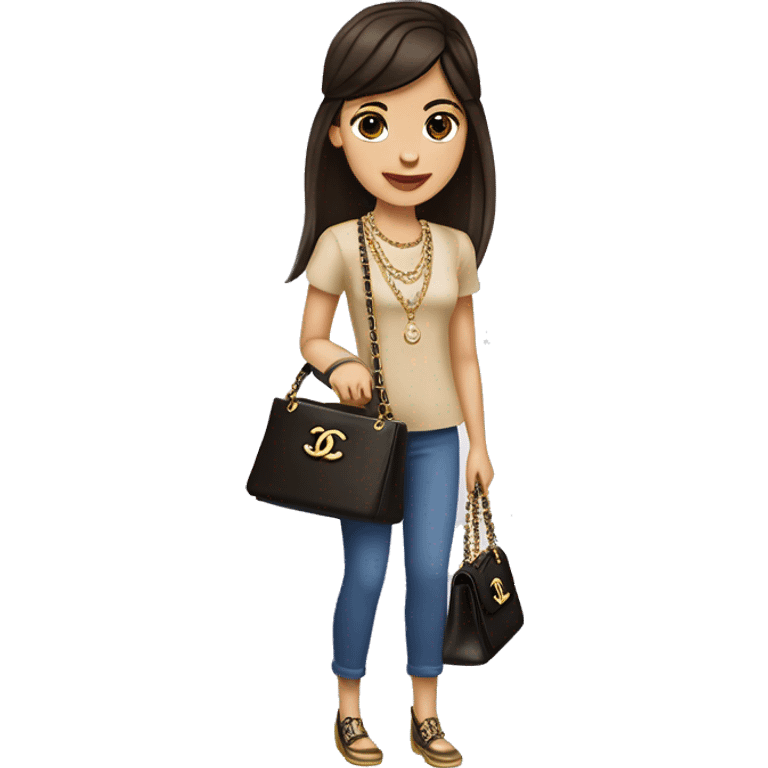 brunetę Chanel slavic Girl with Birkin bag and Chanel necklace emoji