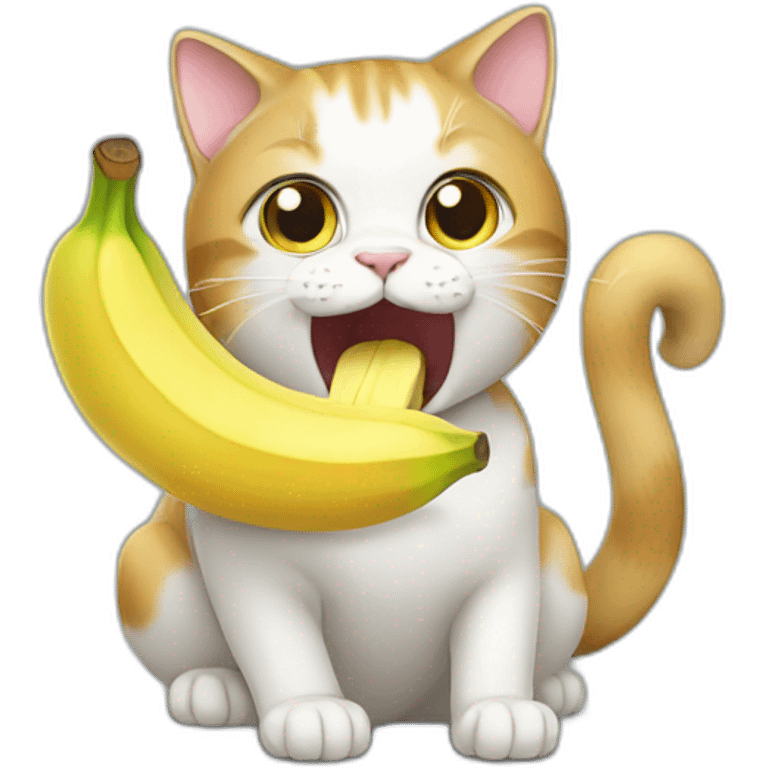 Cat eating banana emoji