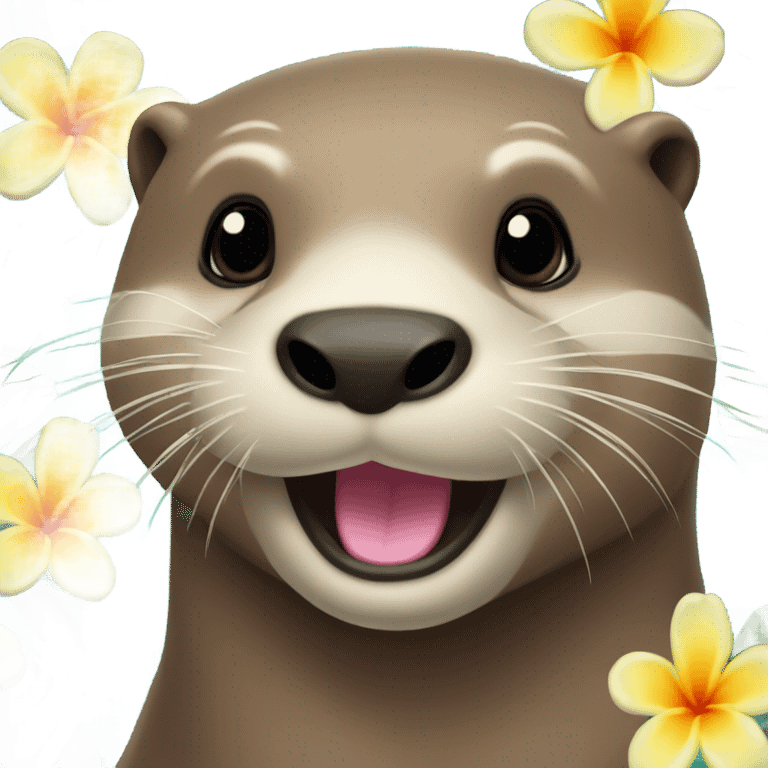 Otter with hawaian flower emoji