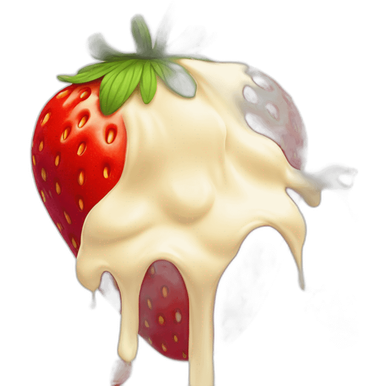 big strawberry falling in cream emoji