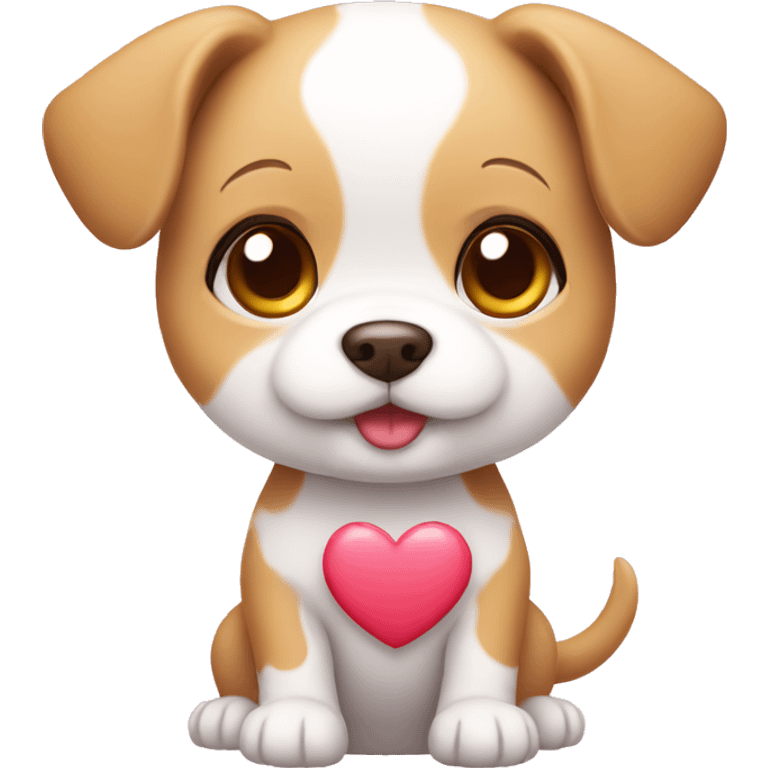 cute kawaii baby dog with heart emoji