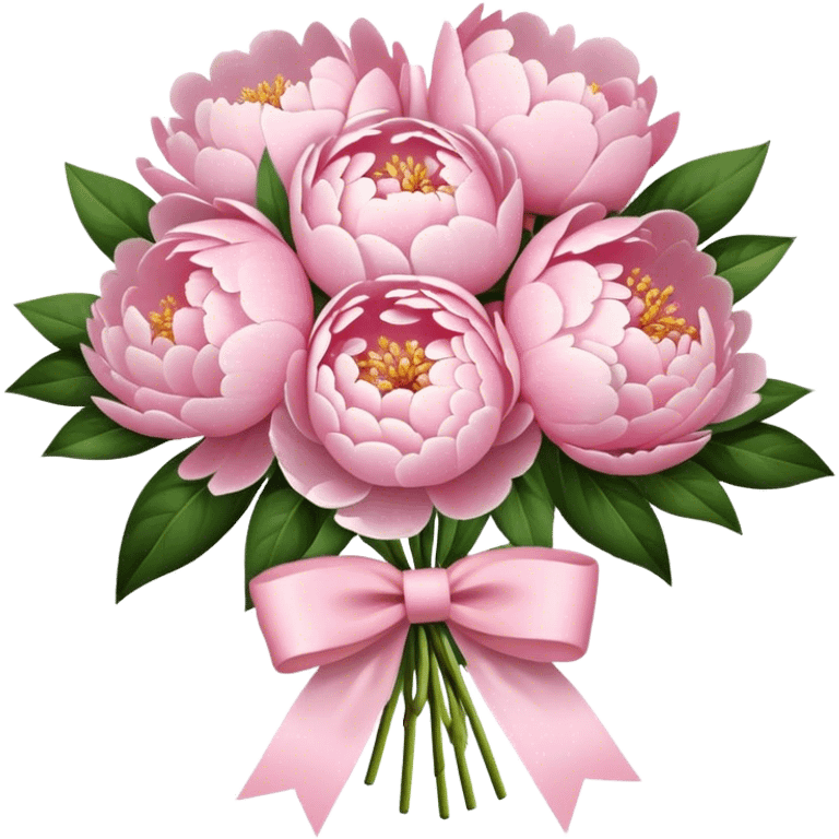 Light Pink peonies bouquet with light pink bow emoji