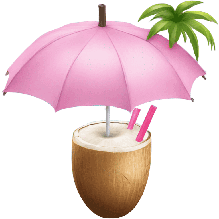 coconut drink with light pink umbrella emoji