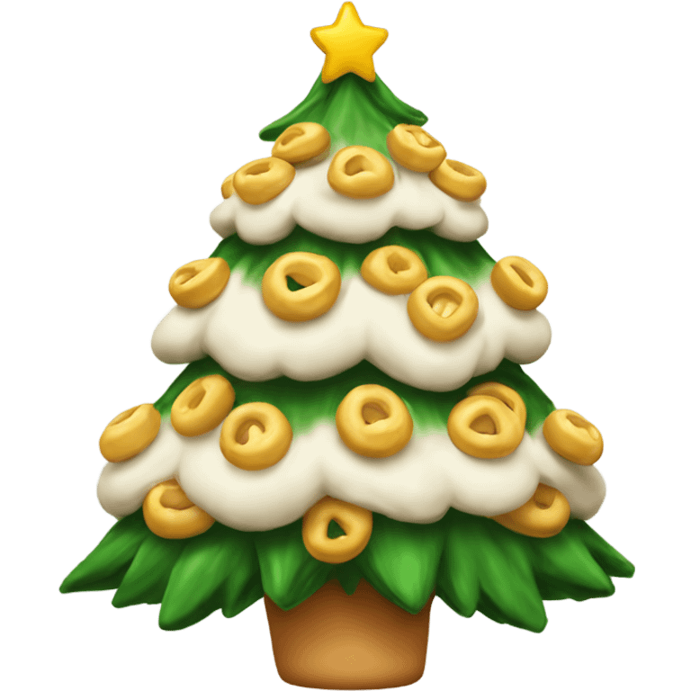 A Christmas tree decorated with pelmeni emoji