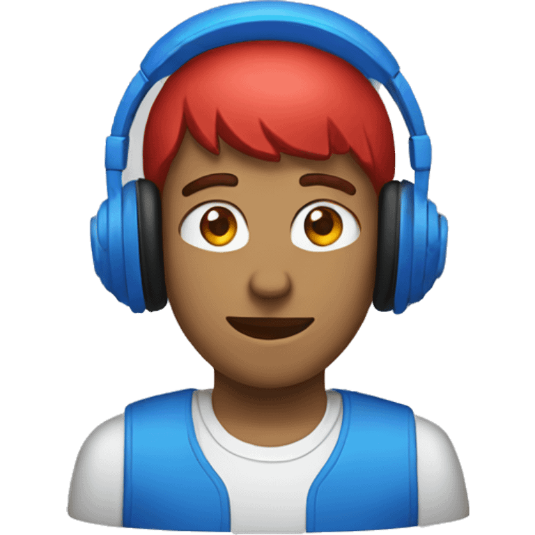 teen man with blue and red headset emoji