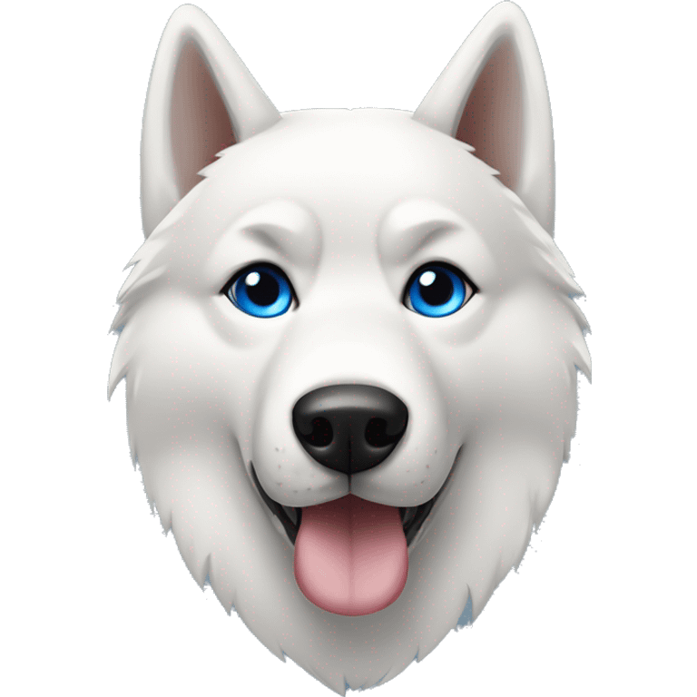 Husky blanco con un ojo azul y otro café y con una oreja negra emoji