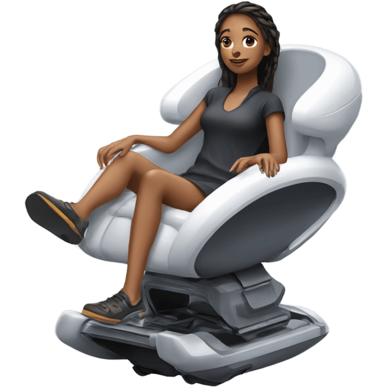 Girl sitting in sleek hoverchair of the future  emoji