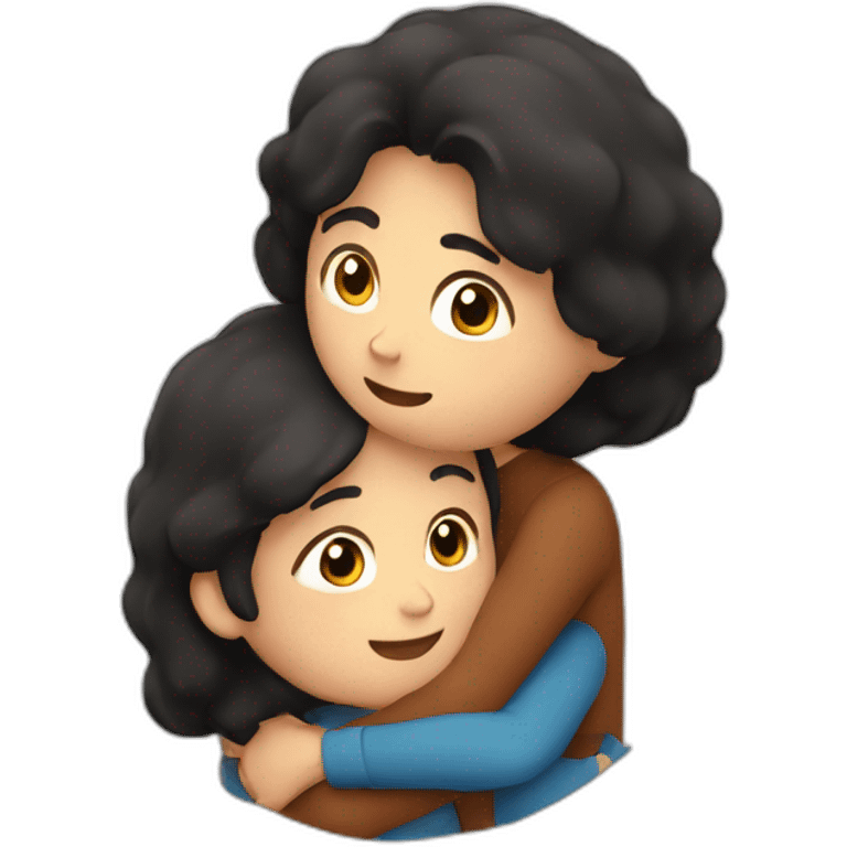 man with black hair and woman with brown hair doing a hug emoji