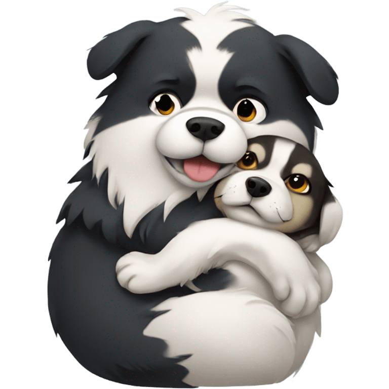 shitzu and a husky hugging emoji