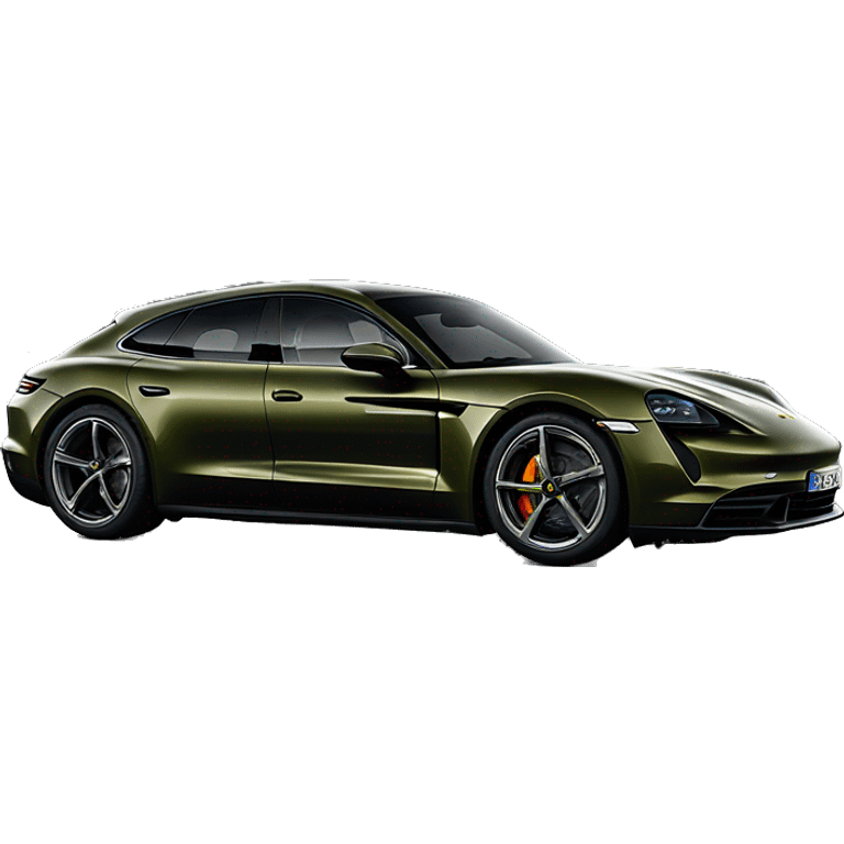 Deep olive green Porsche Taycan sport turismo emoji