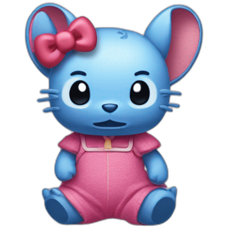 Stitch faisant un câlin à Hello Kitty emoji