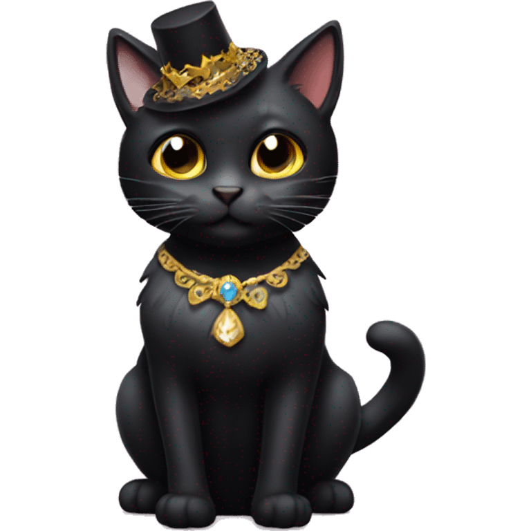 black cat with a fancy dress on emoji