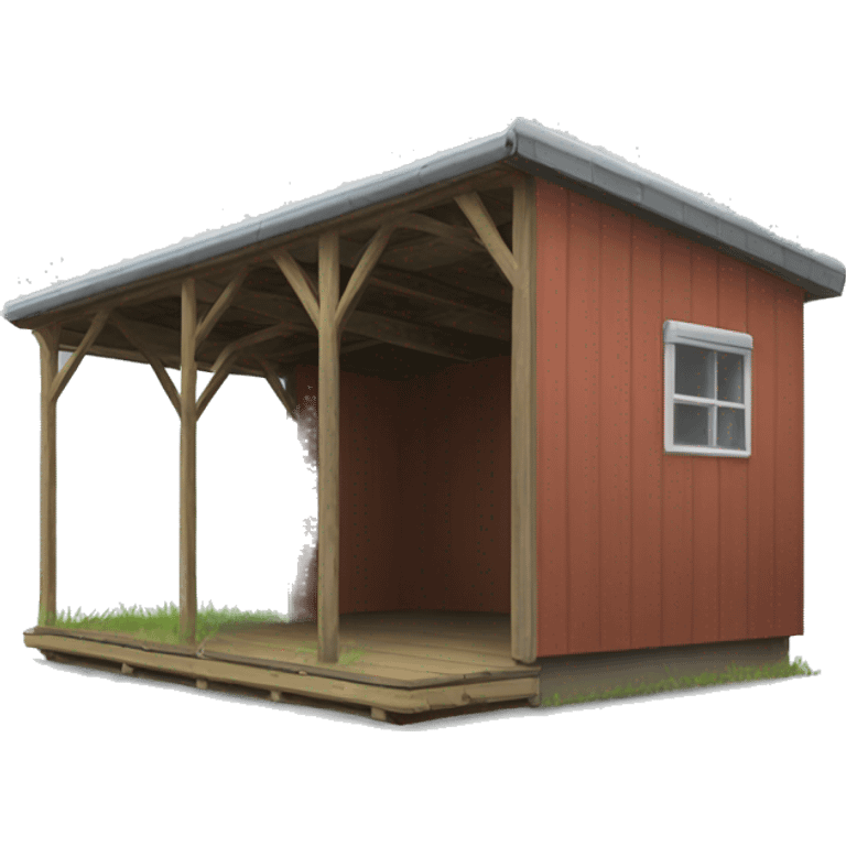 a long shed with a flat roof for evading the rain emoji