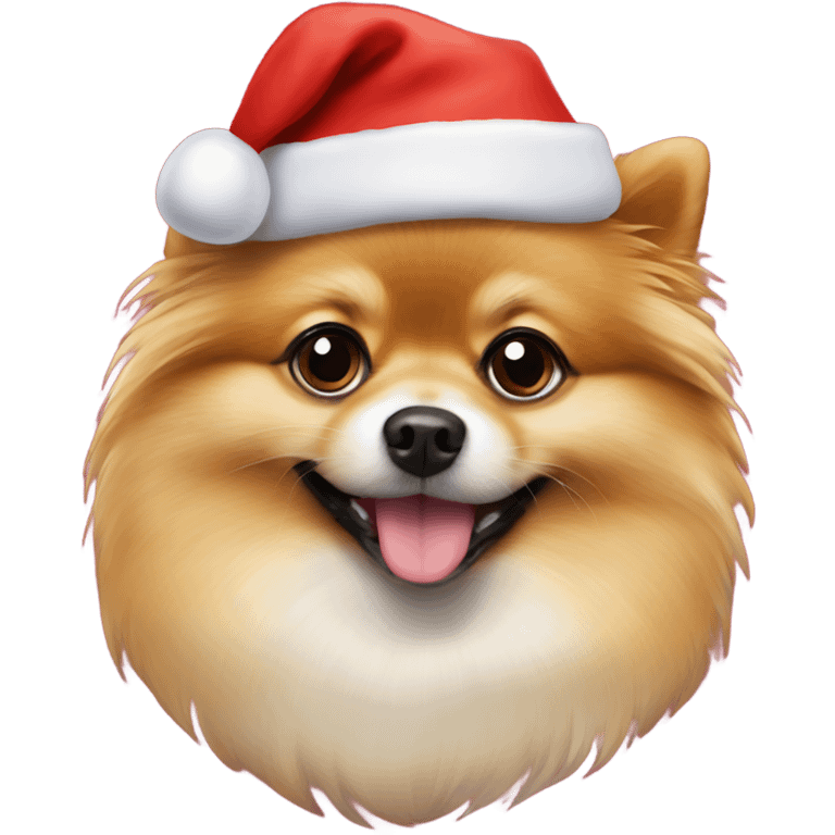 Pomeranian wearing Christmas hat emoji