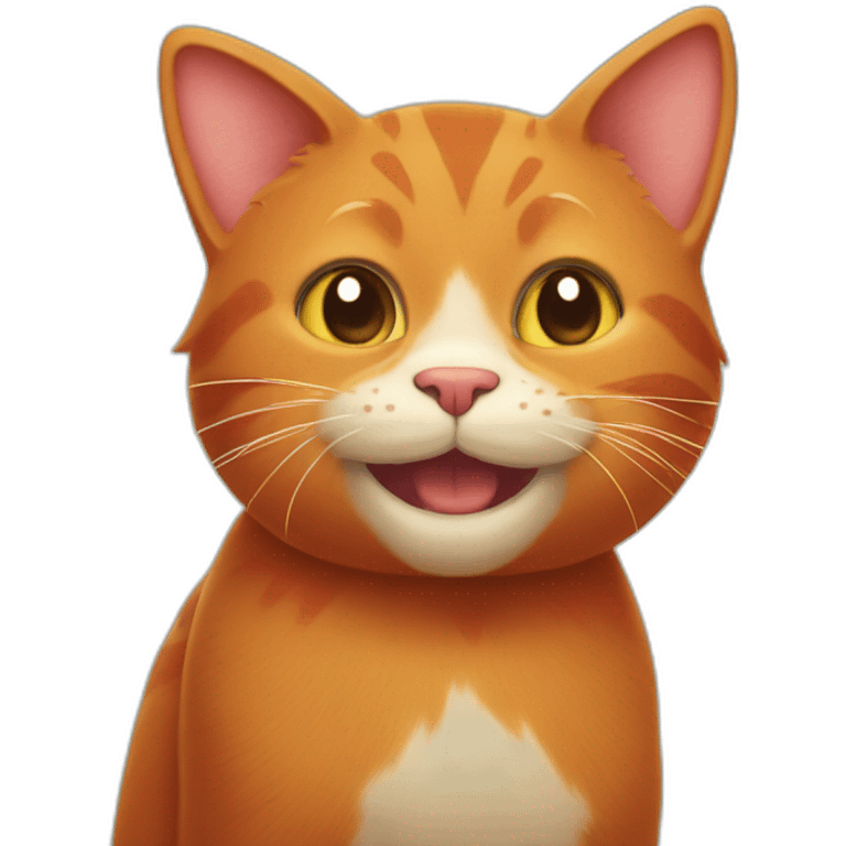 a happy red cat with a heart on its side emoji