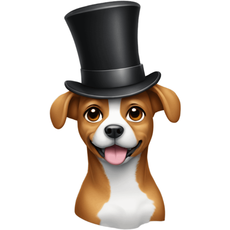 Dog wearing a top hat emoji