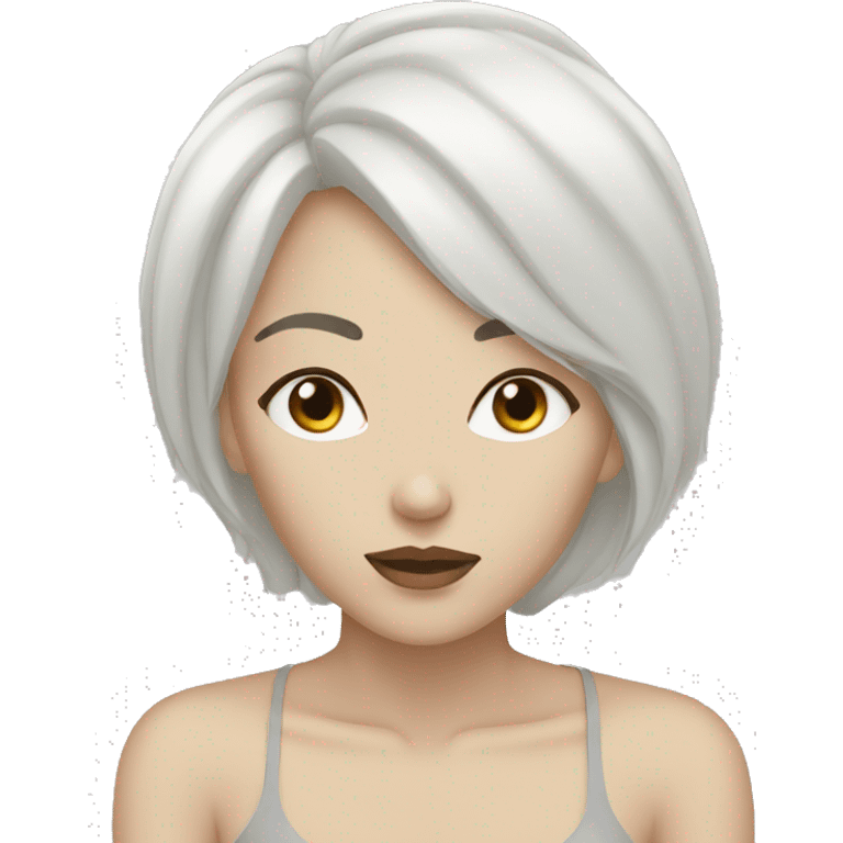 woman lying on the ground face up white skin black hair emoji