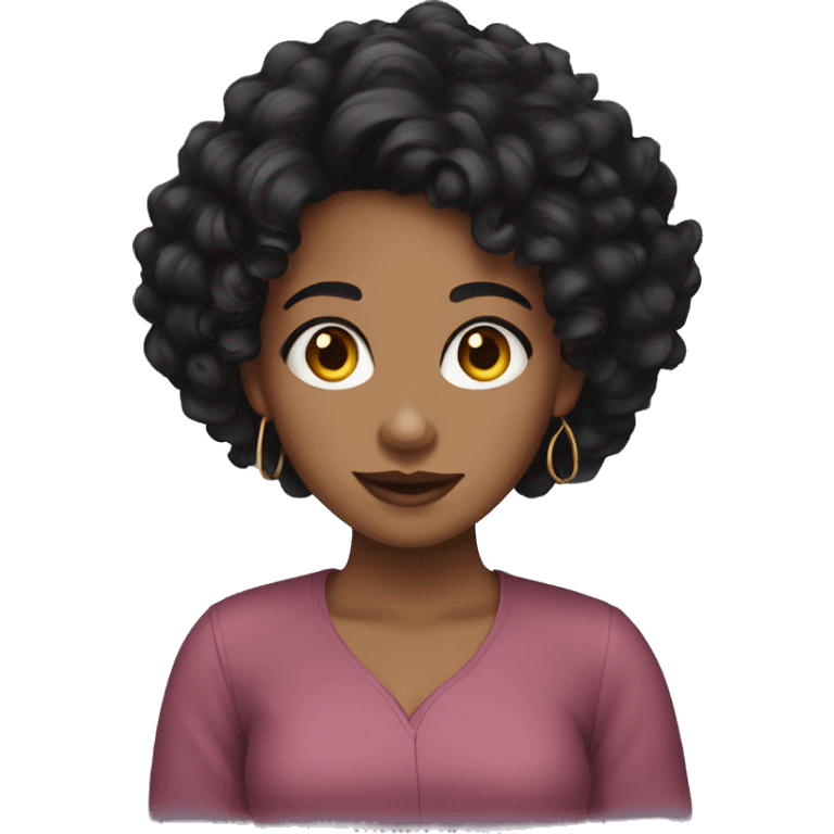 girl with dark short curly hair and hoop earrings emoji