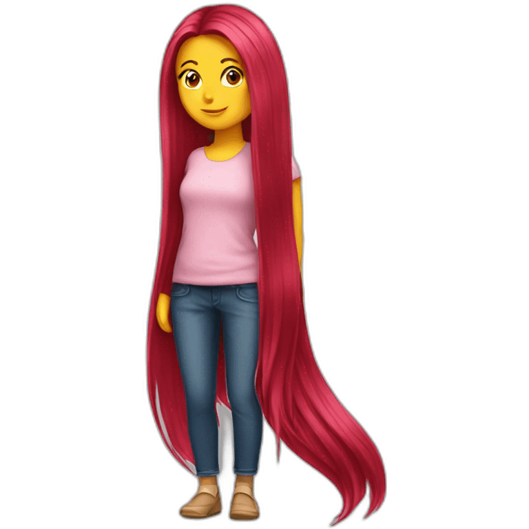 girl-long-straight-rosered-hair-follow emoji