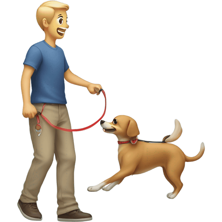 Super tiny dog dragging owner fast on leash  emoji