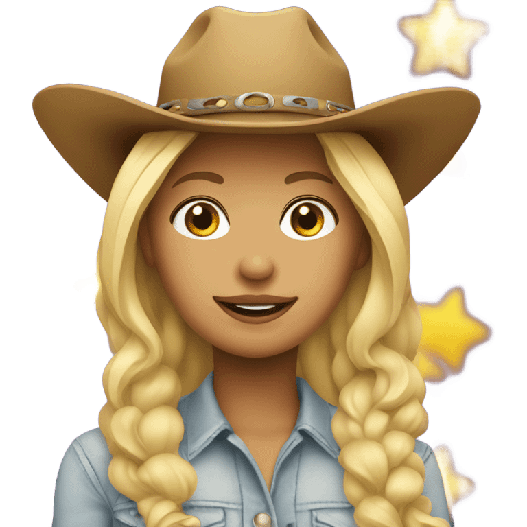 Blonde girl with a cowgirl hat emoji