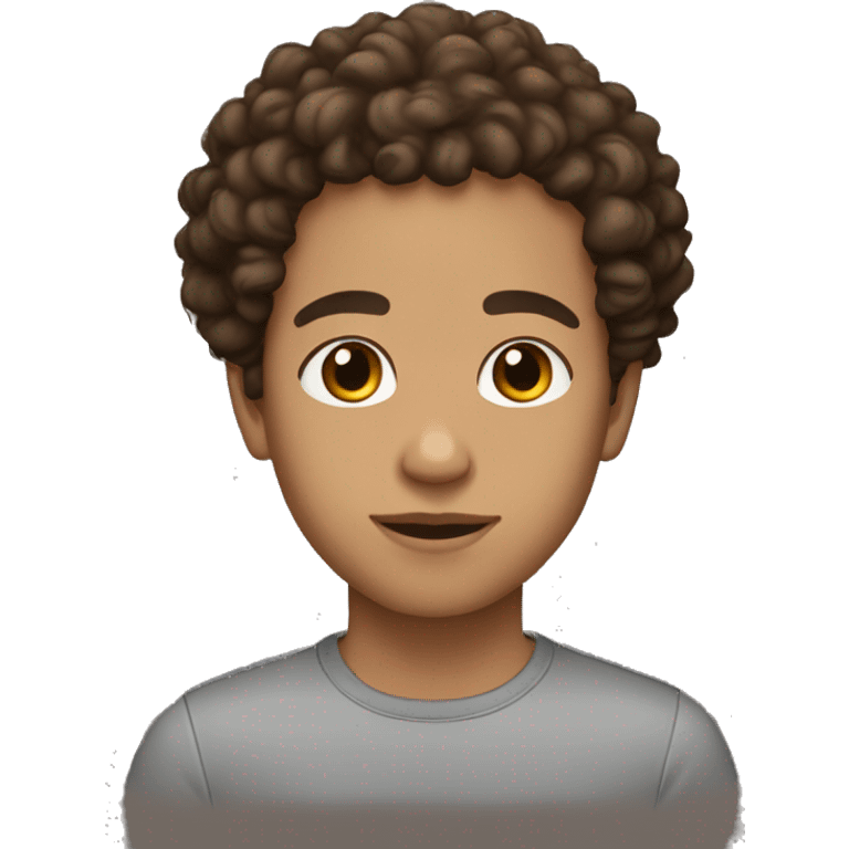 Lightskin, brown hair, curly hair, brown eyes,  emoji